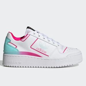 Adidas Women Forum Bold Shoes White-Aqua-Pink Sneakers Size 10